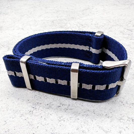 Herringbone NATO Watch Strap Blue Grey 2