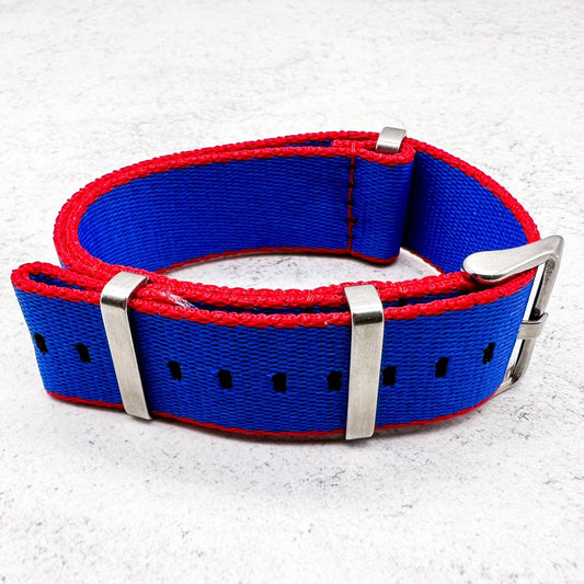 Herringbone NATO Watch Strap Blue Red 2