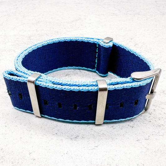 Herringbone NATO Watch Strap Navy Blue Royal Blue 2