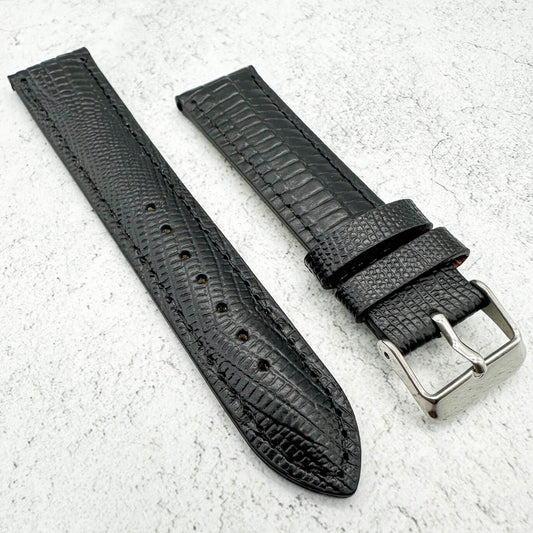 Lizard Grain Genuine Calf Leather Black 1