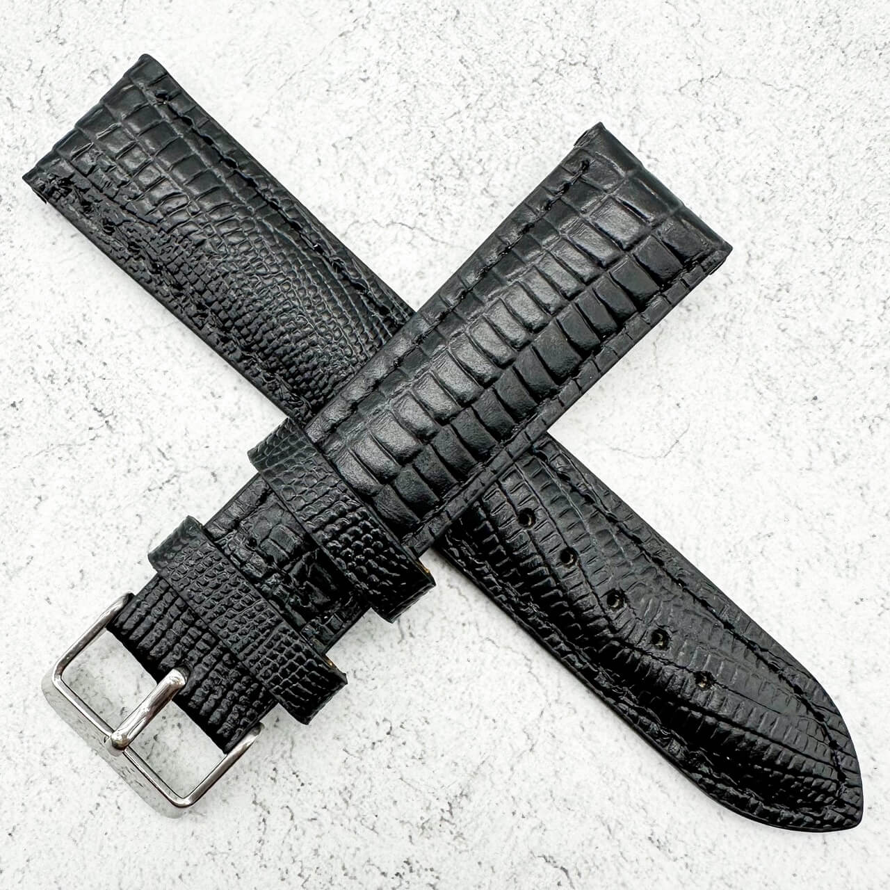 Lizard Grain Genuine Calf Leather Black 2