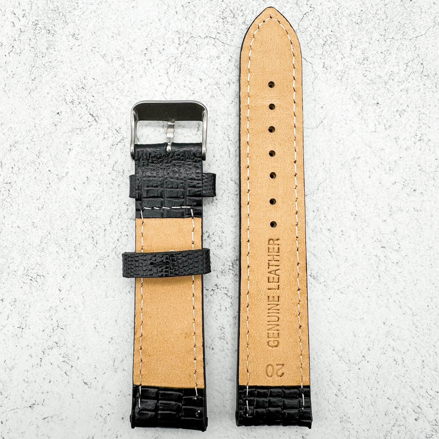 Lizard Grain Genuine Calf Leather Black 3