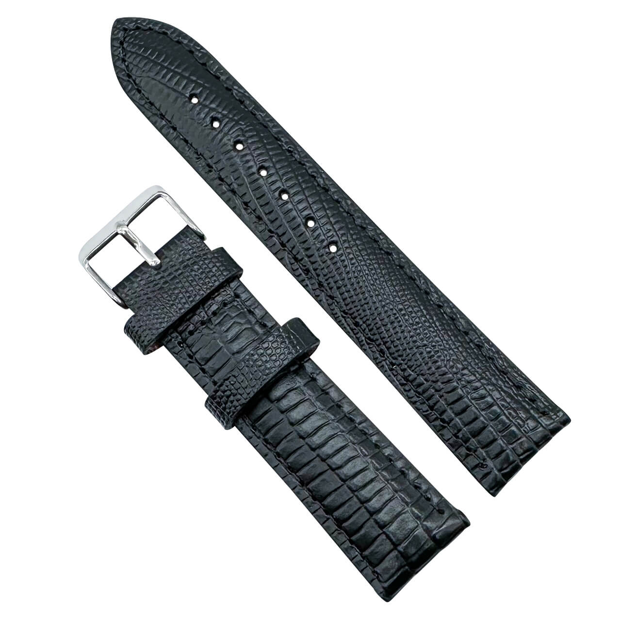 Lizard Grain Genuine Calf Leather Black The Thrifty Gentleman
