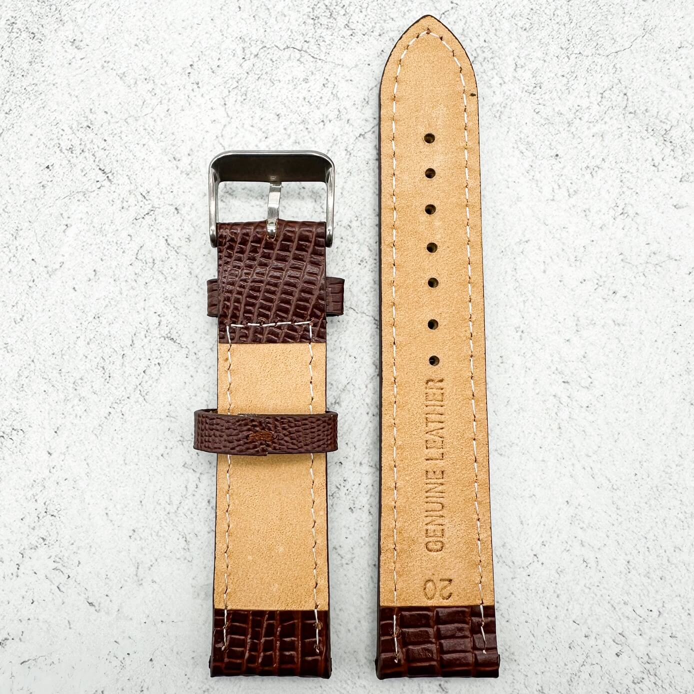 Lizard Grain Genuine Calf Leather Brown 3