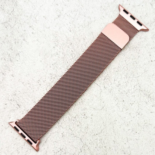 Milanese Mesh Metal Apple Watch Strap In Chrome Pink 1