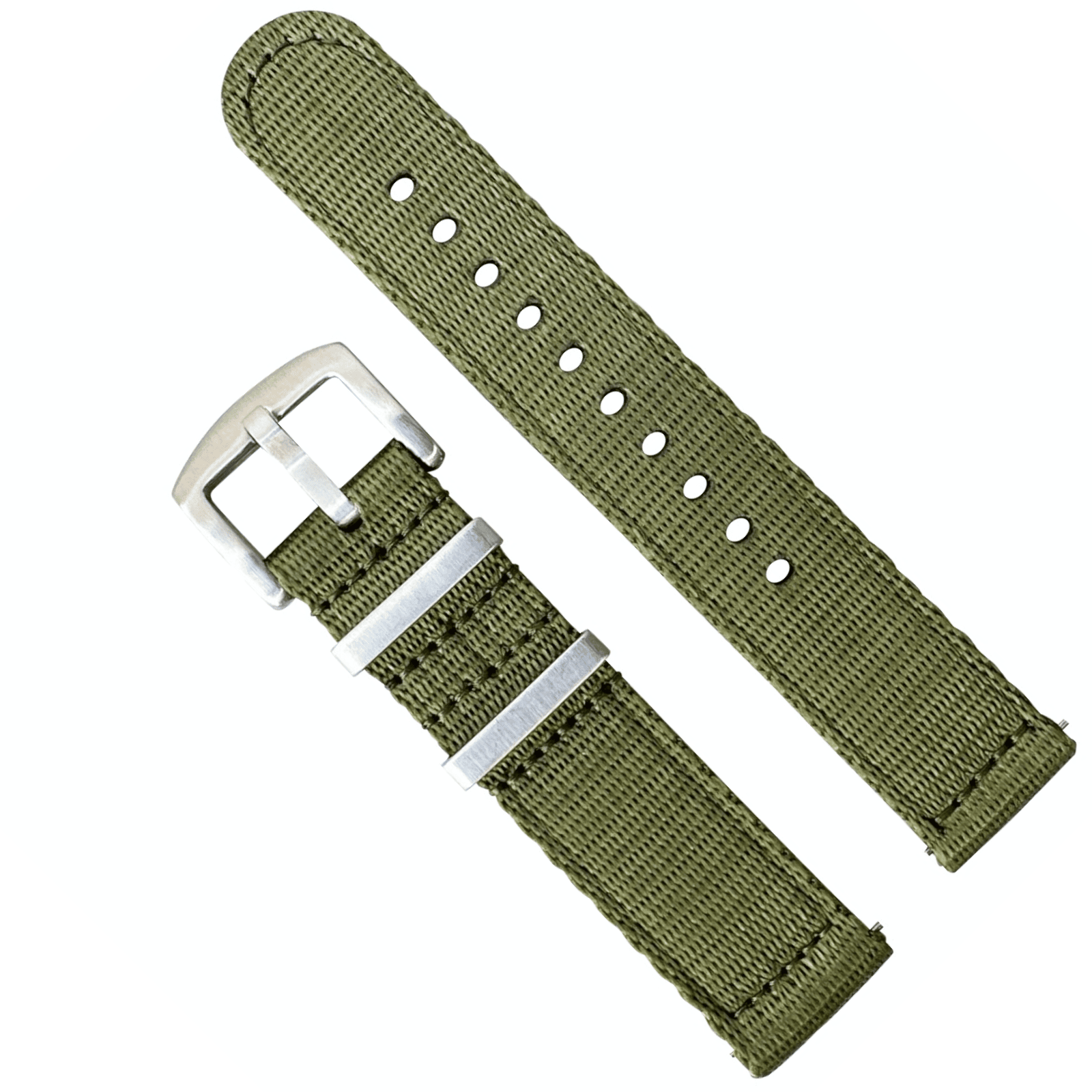 Military Style Two Piece Nylon Watch Strap Green
