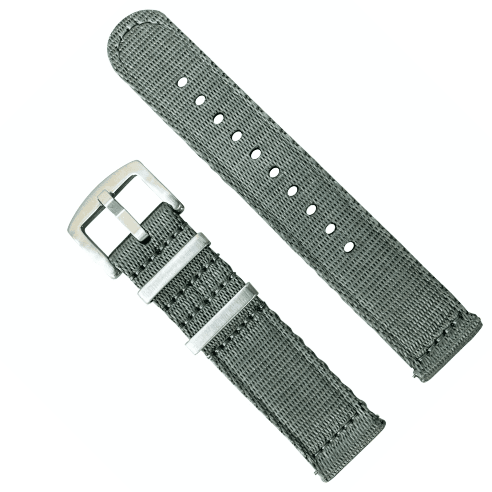 Military Style Two Piece Nylon Watch Strap Grey