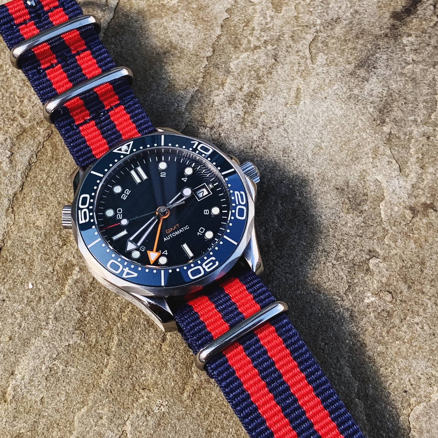NATO Watch Strap Blue Red 5