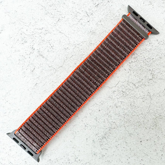 Nylon Sport Apple Watch Strap In Grey Orange 1
