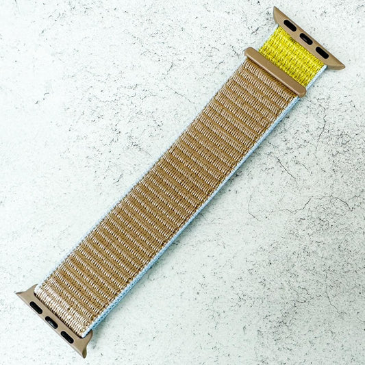 Nylon Sport Apple Watch Strap In Khaki Yellow 1