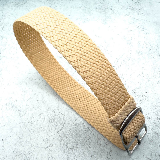 Perlon Braided One Piece Watch Strap Beige 1