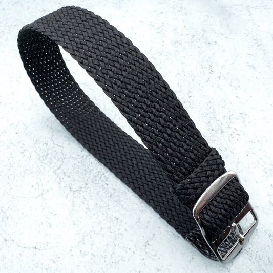 Perlon Braided One Piece Watch Strap Black 1