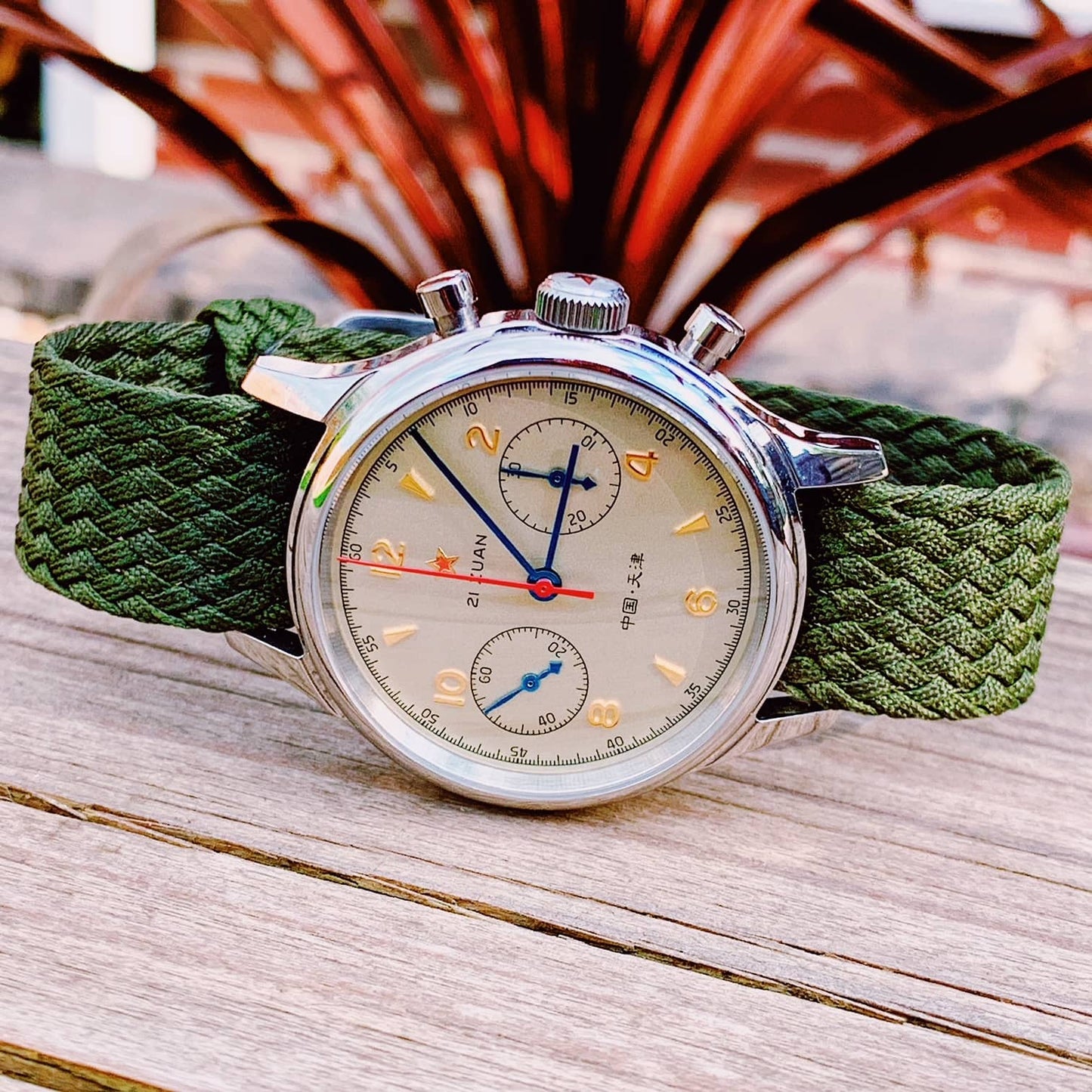 Perlon Watch Strap Green 2