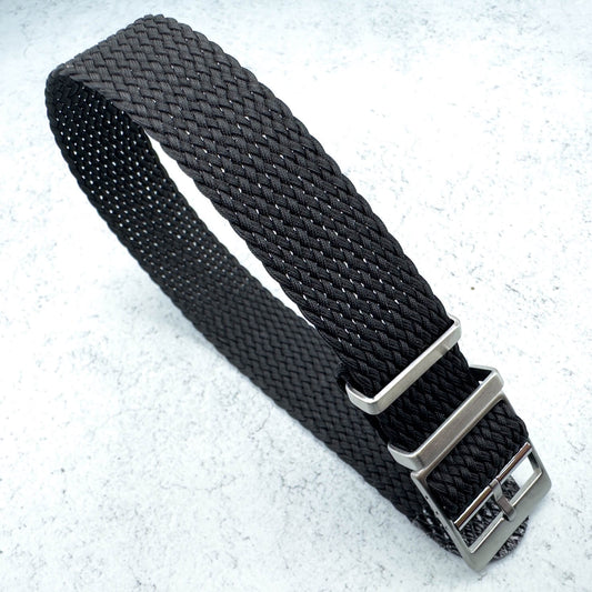 Perlon Watch Strap With Adjustable Buckle Black 1