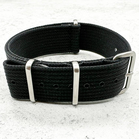 Ribbed NATO Watch Strap Black 2
