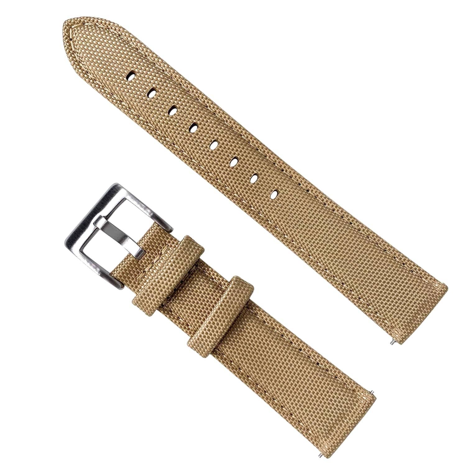 Sailcloth Strap 21mm Nylon Watch Band Perforated Sailcloth Strap