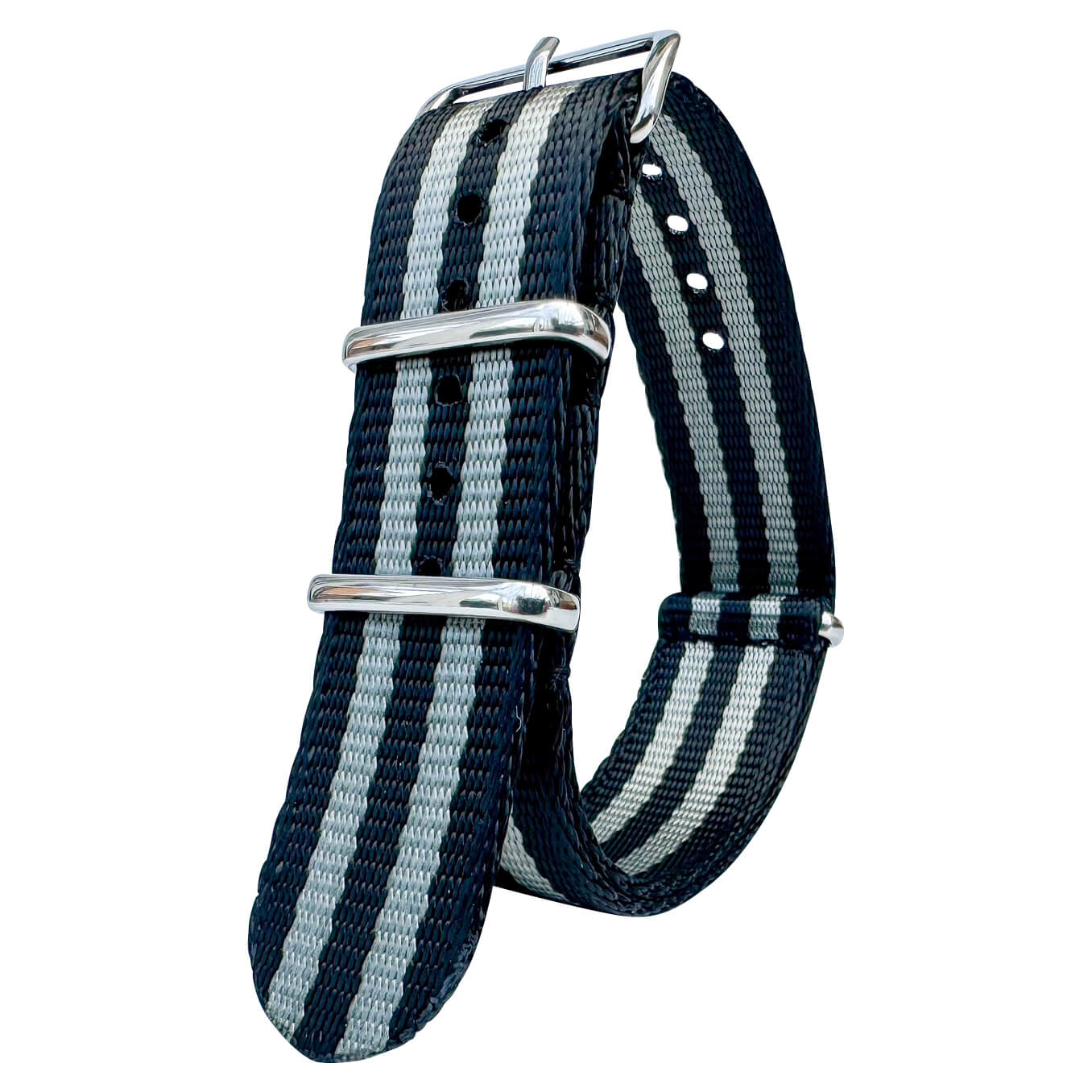 Seatbelt NATO Military Style Bond 'Spectre' Watch Strap BLACK GREY 20  22 mm