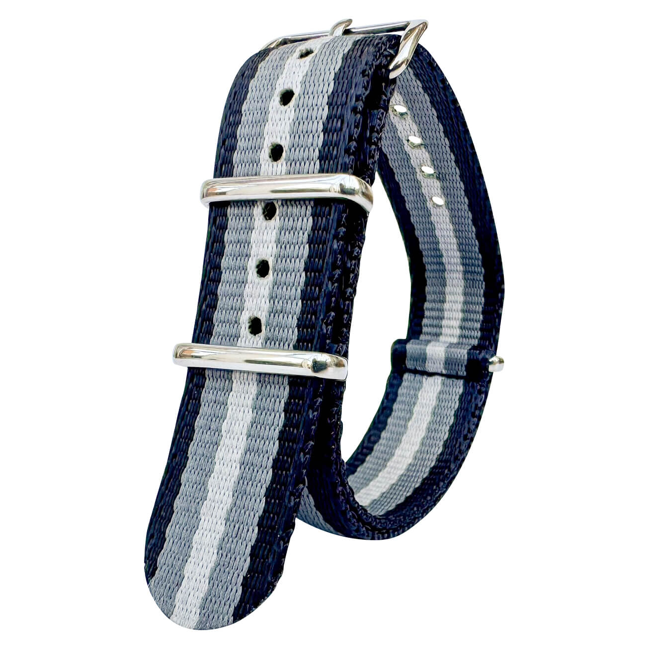 Seatbelt NATO Military Style Watch Strap BLACK GREY LIGHT GREY 20  22 mm