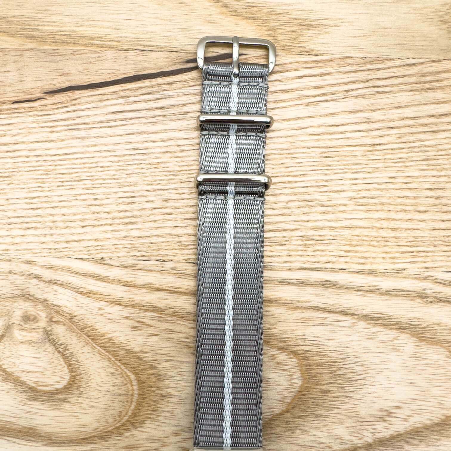 Seatbelt NATO Military Style Watch Strap Grey And Light Grey 2