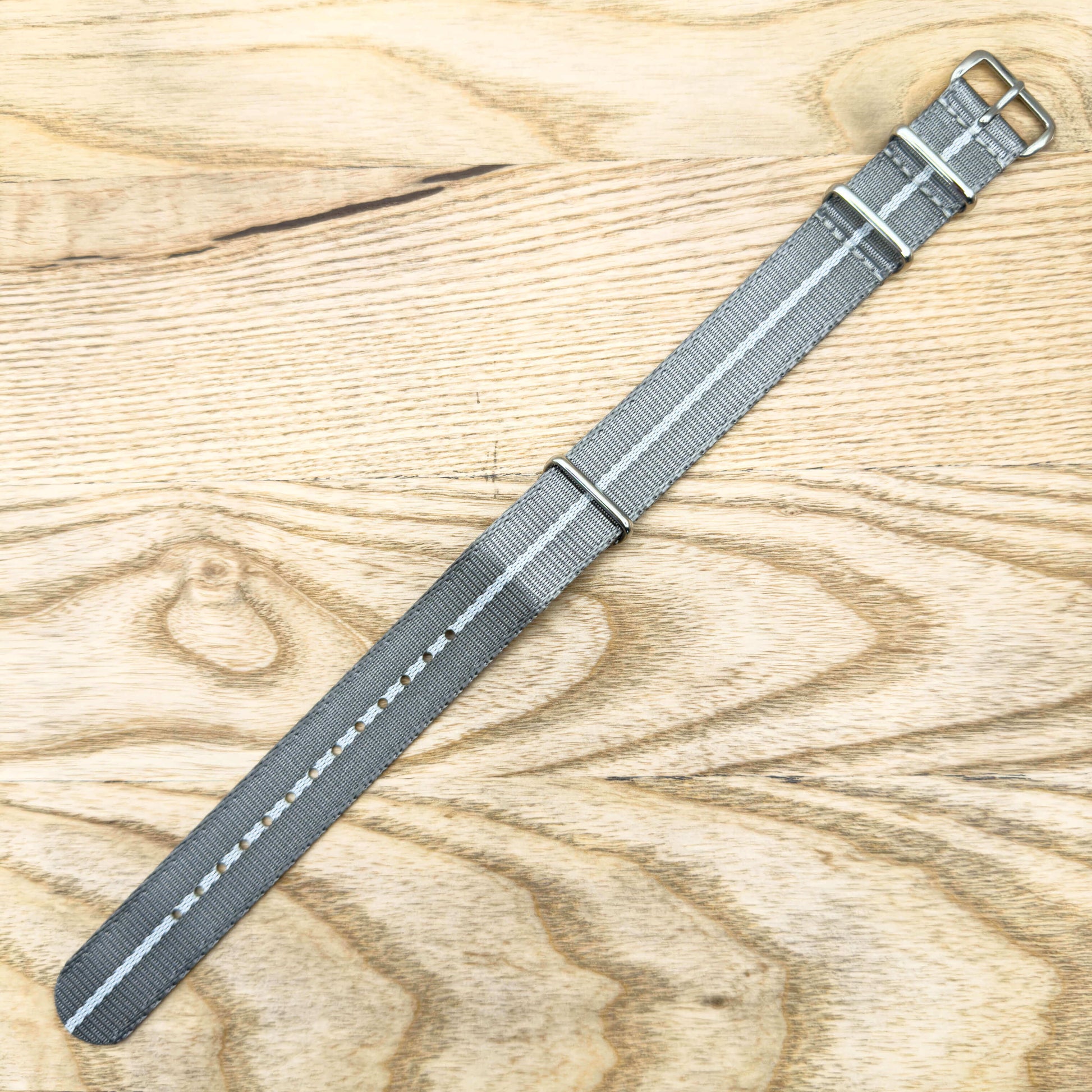 Seatbelt NATO Military Style Watch Strap Grey And Light Grey 3