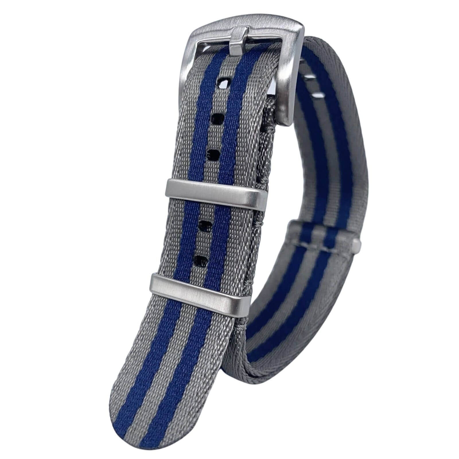 Seatbelt Nylon NATO Watch Strap BLUE GREY 20 22 mm