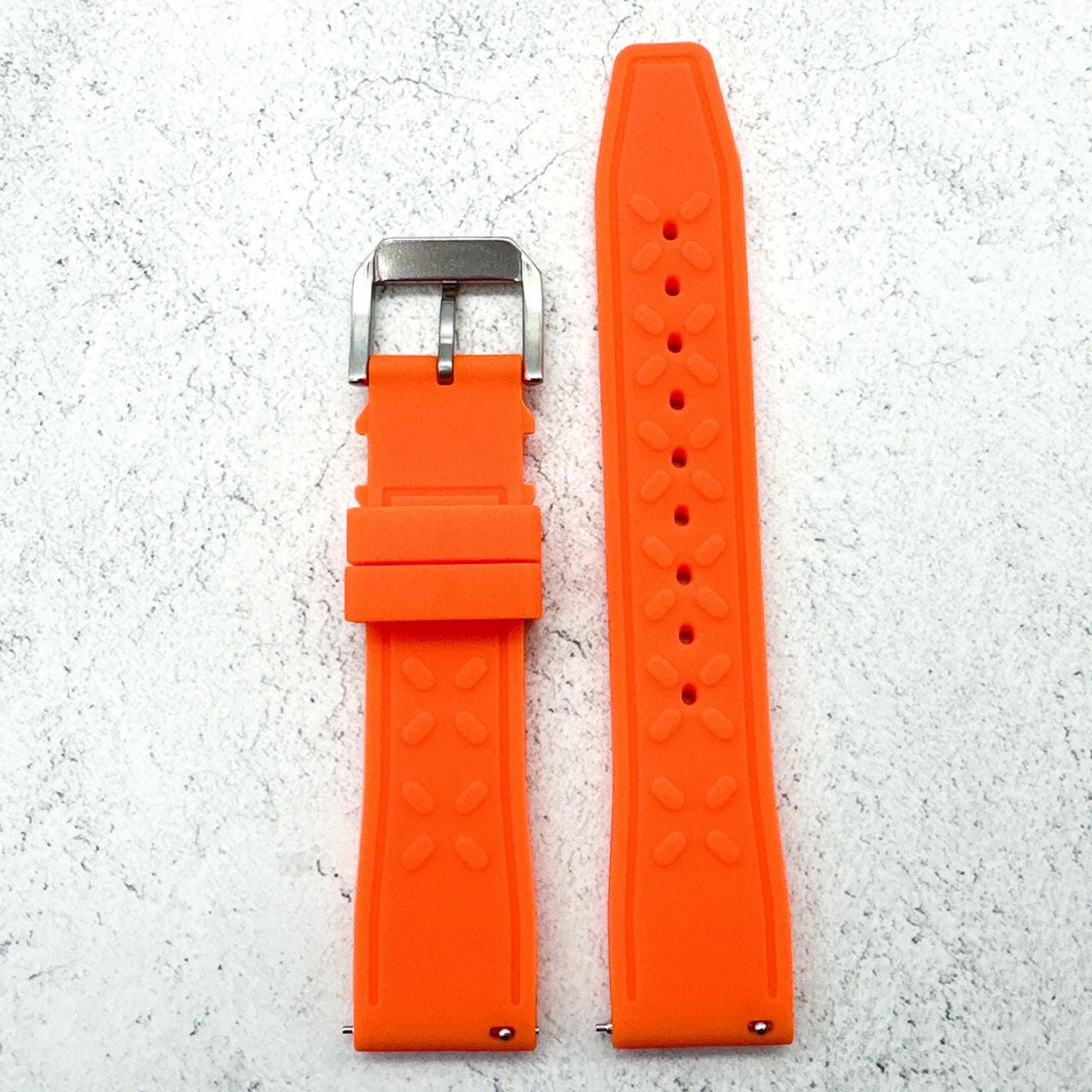 Silicone Pilot Quick Release Watch Strap Orange 20mm 22mm The Thrifty Gentleman 3