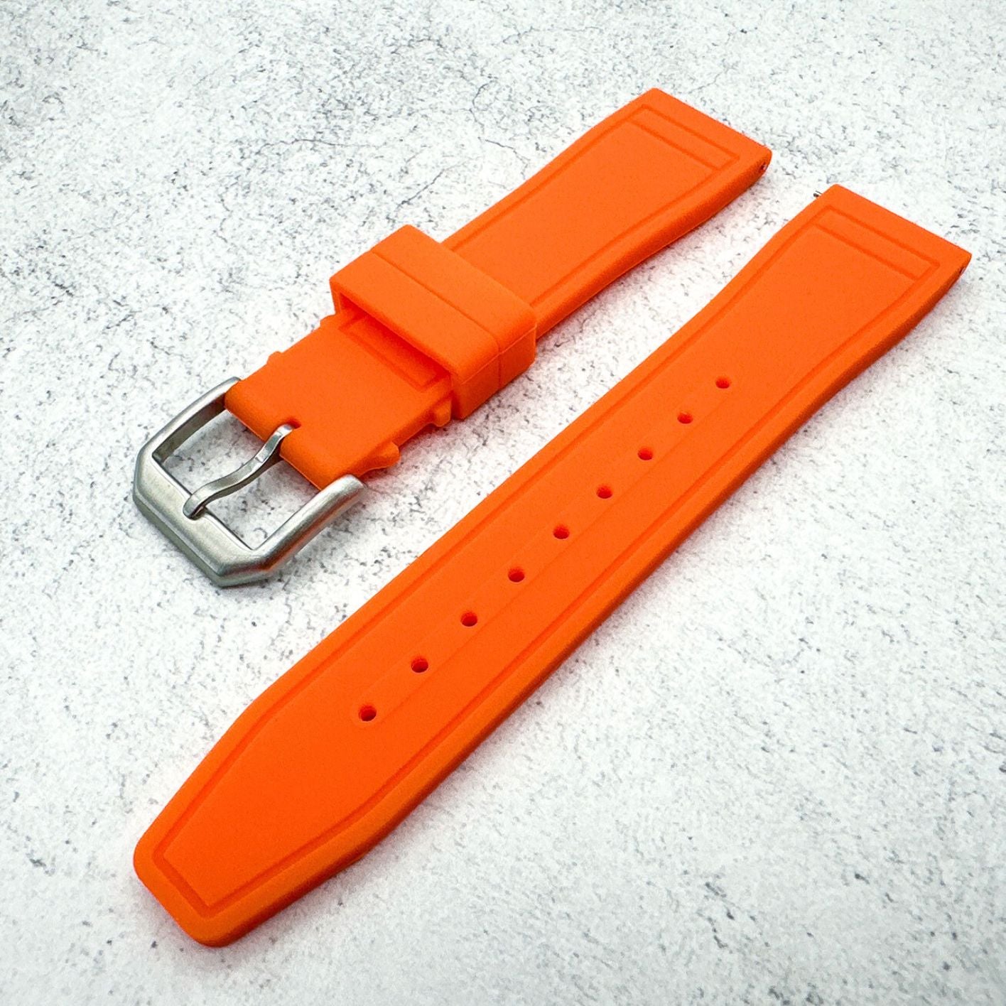 Silicone Pilot Quick Release Watch Strap Orange 20mm 22mm The Thrifty Gentleman 4