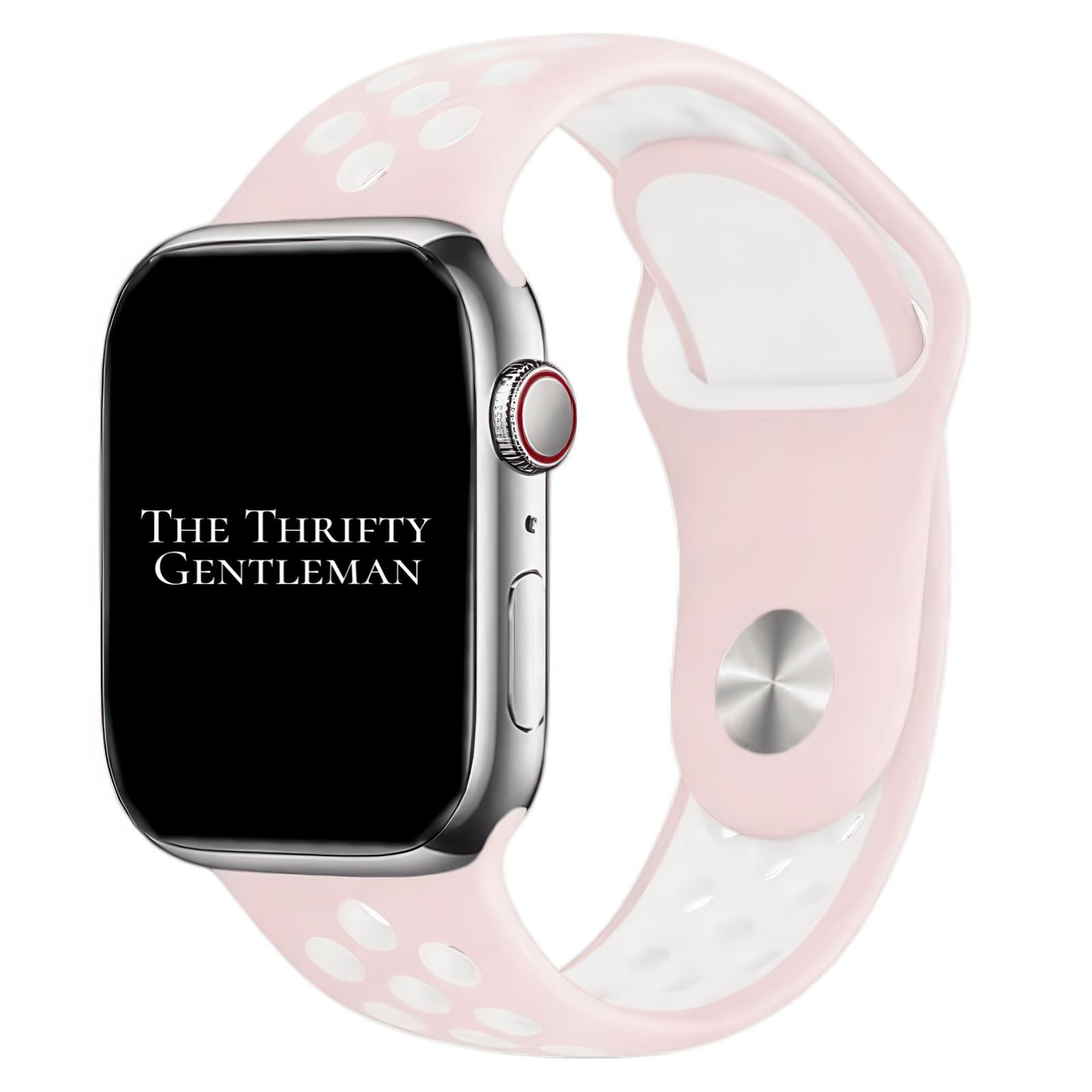 Silicone Sport Watch Band For Apple Watch In Pink And White The Thrifty Gentleman
