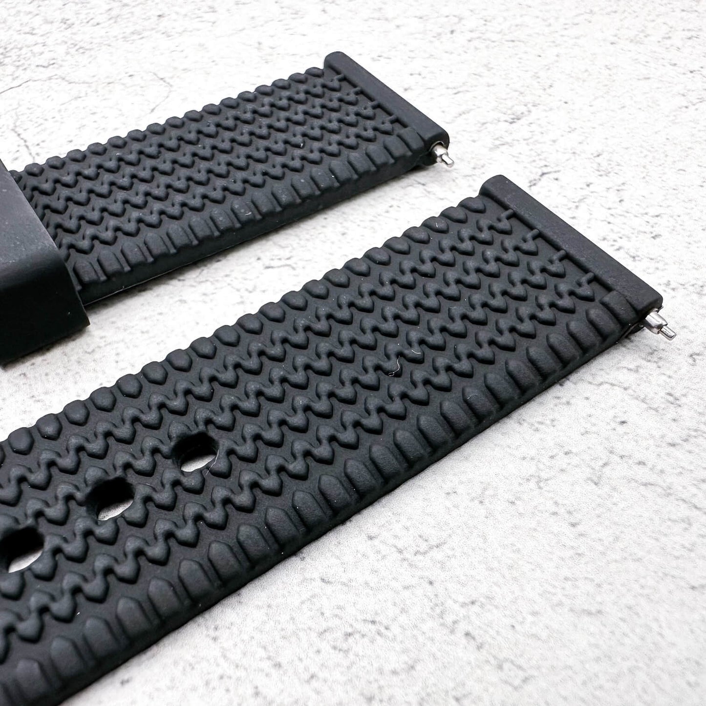 Silicone Tyre Tread Quick Release Watch Strap Black 18mm 20mm 22mm 2
