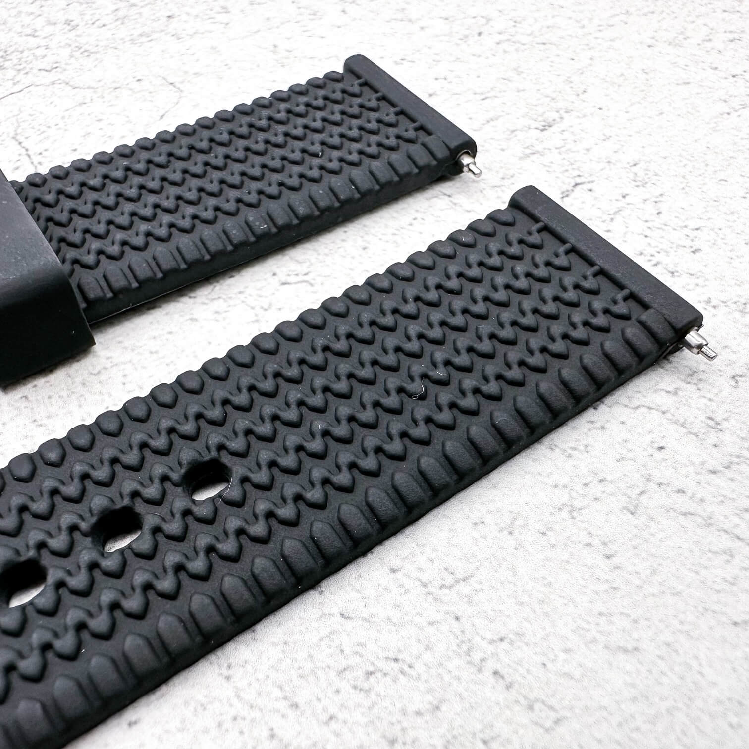 Silicone Tyre Tread Quick Release Watch Strap Black 18mm 20mm 22mm 2