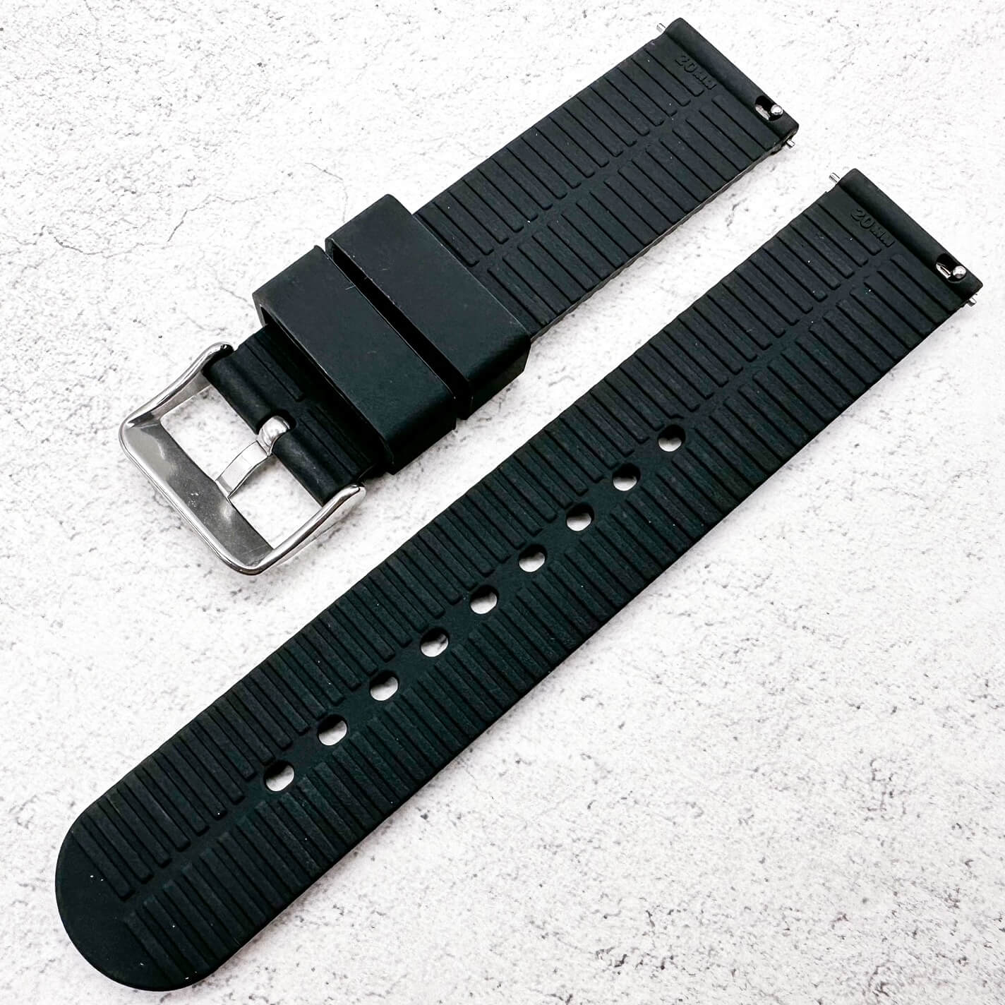 Silicone Tyre Tread Quick Release Watch Strap Black 18mm 20mm 22mm 4