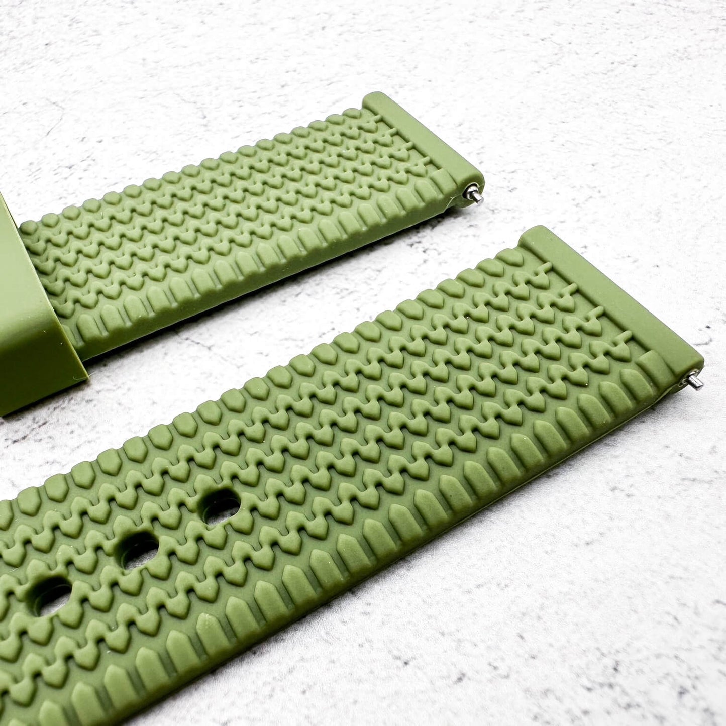 Silicone Tyre Tread Quick Release Watch Strap Green 18mm 20mm 22mm 2