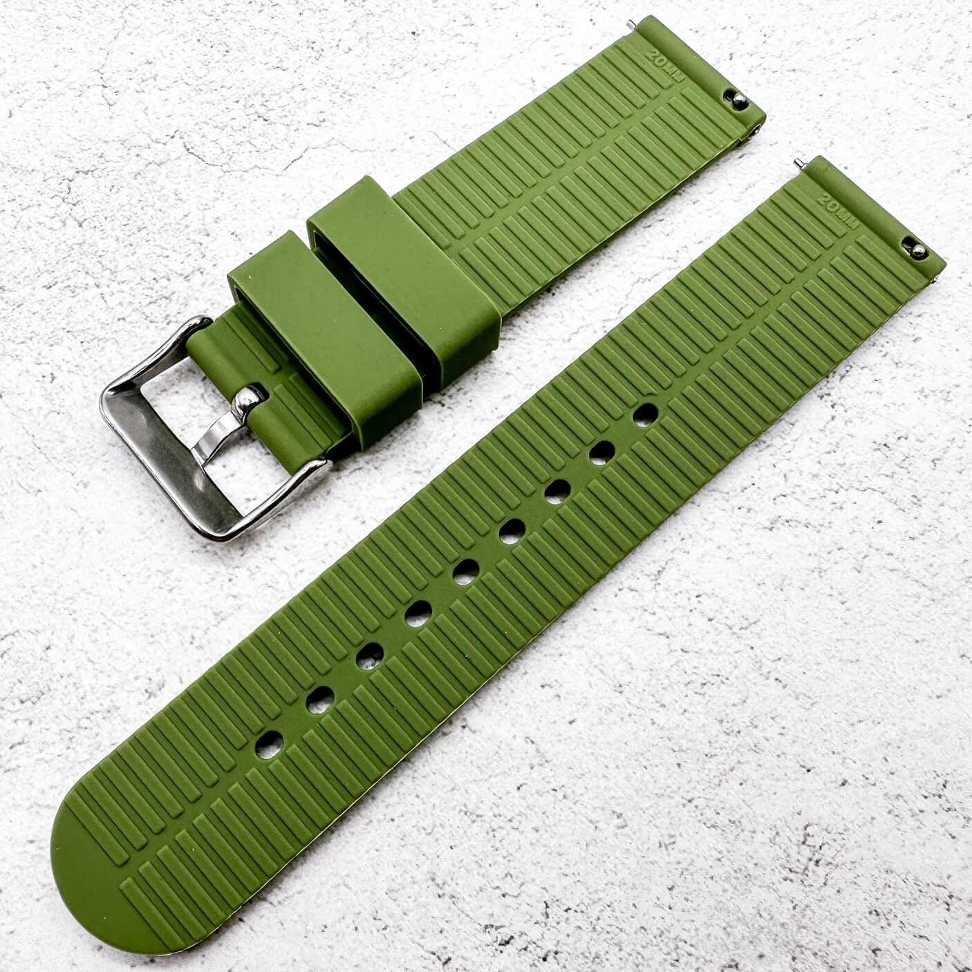 Silicone Tyre Tread Quick Release Watch Strap Green 18mm 20mm 22mm 4