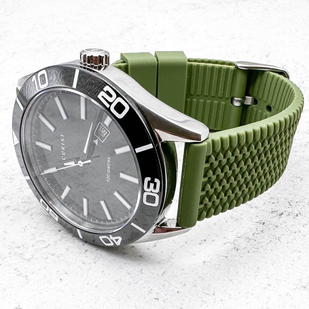 Silicone Tyre Tread Quick Release Watch Strap Green 18mm 20mm 22mm 5