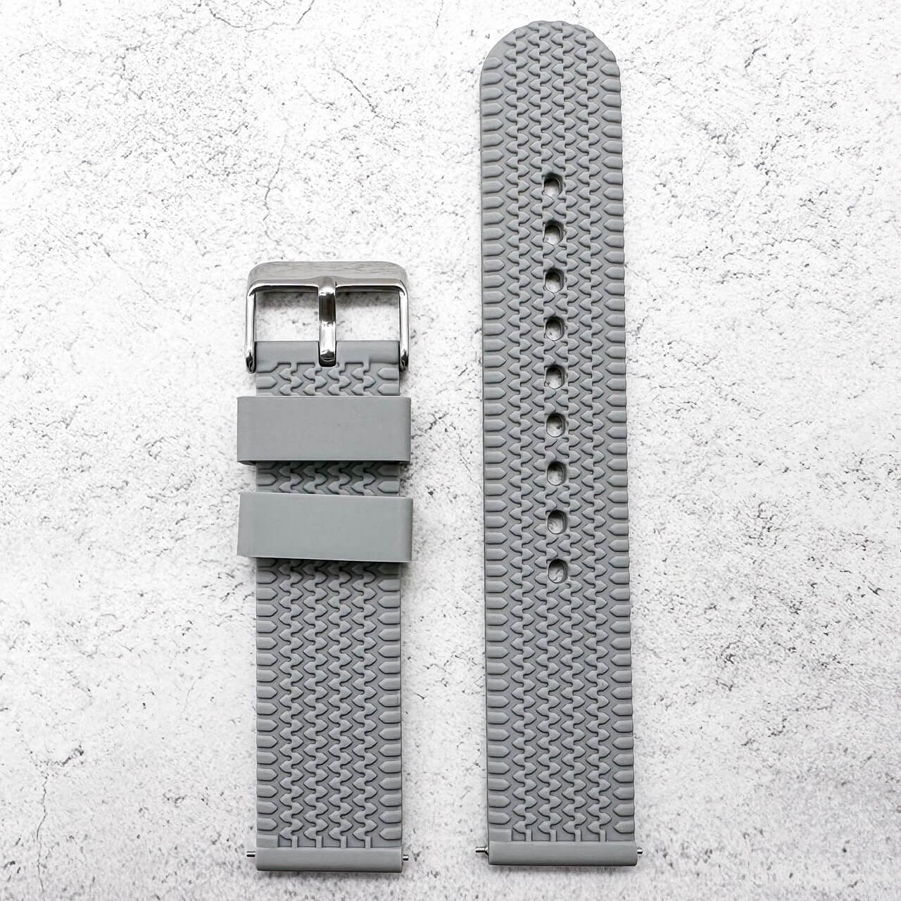 Silicone Tyre Tread Quick Release Watch Strap Grey 18mm 20mm 22mm 3