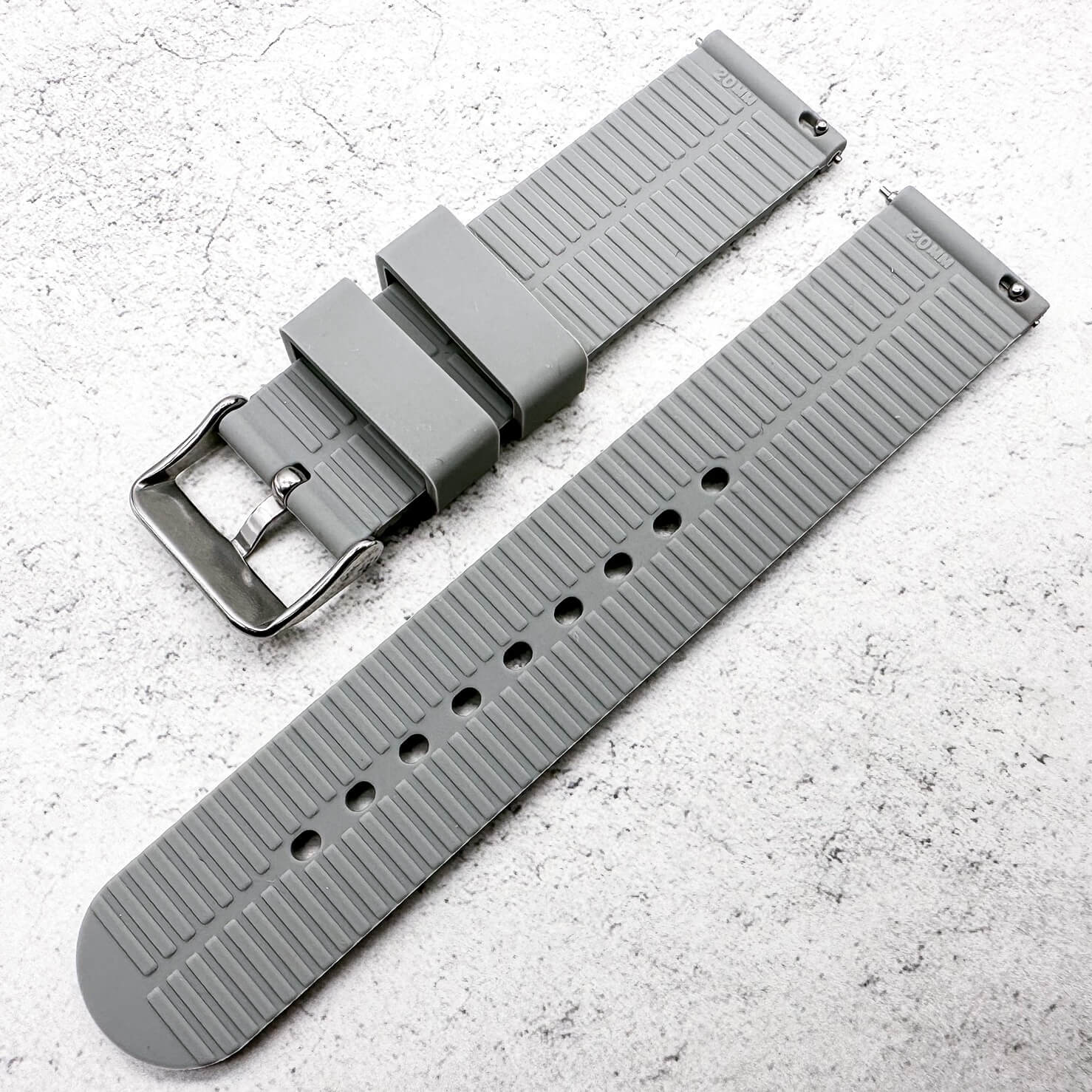 Silicone Tyre Tread Quick Release Watch Strap Grey 18mm 20mm 22mm 4