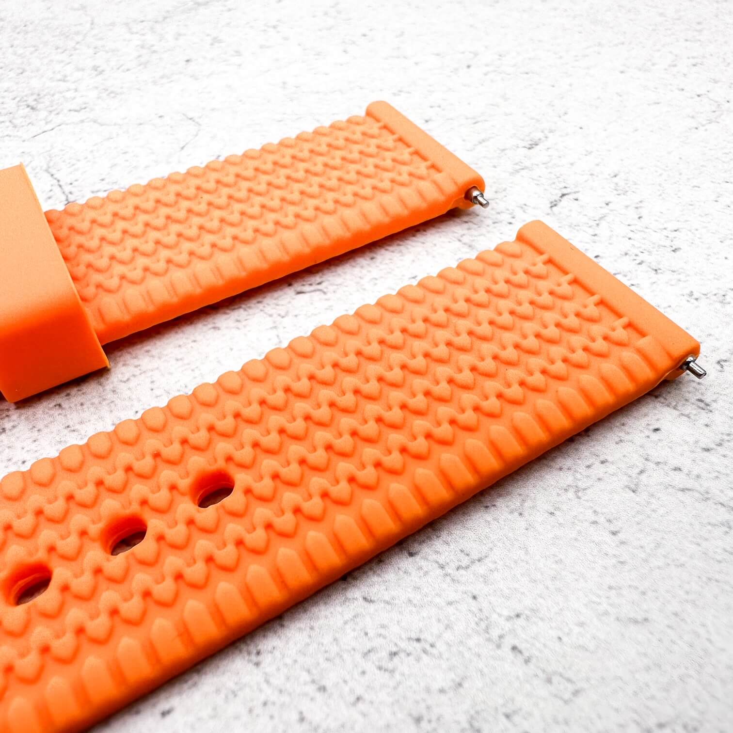 Silicone Tyre Tread Quick Release Watch Strap Orange 18mm 20mm 22mm 2