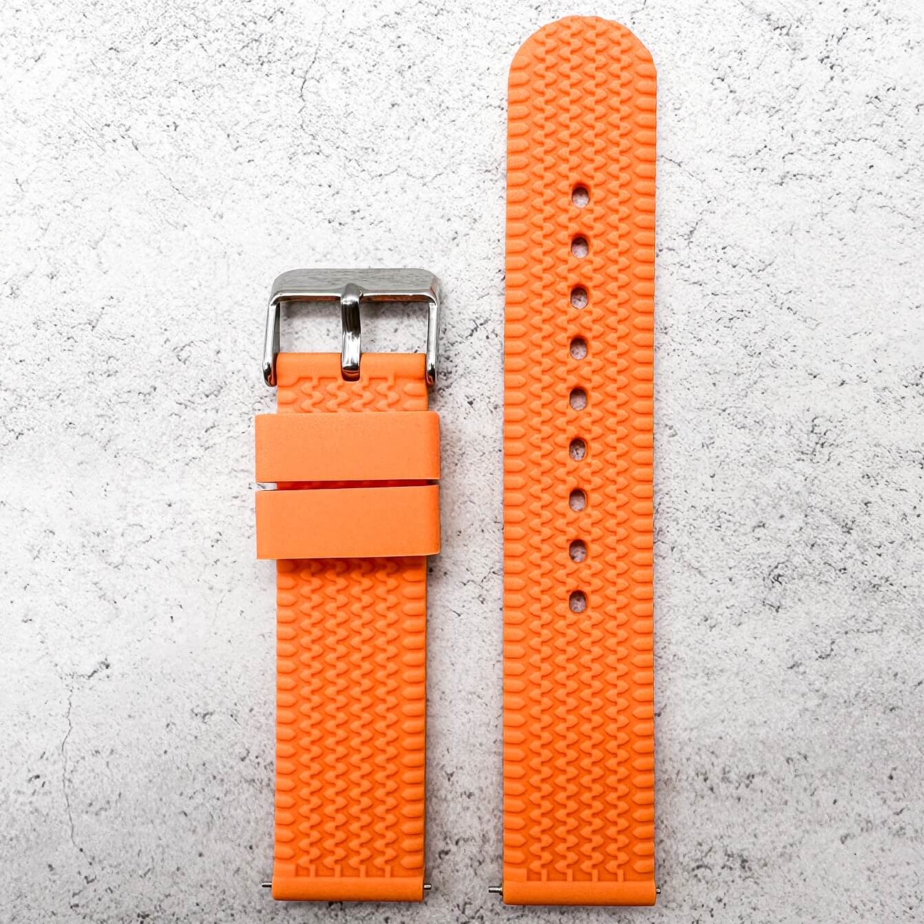 Silicone Tyre Tread Quick Release Watch Strap Orange 18mm 20mm 22mm 3