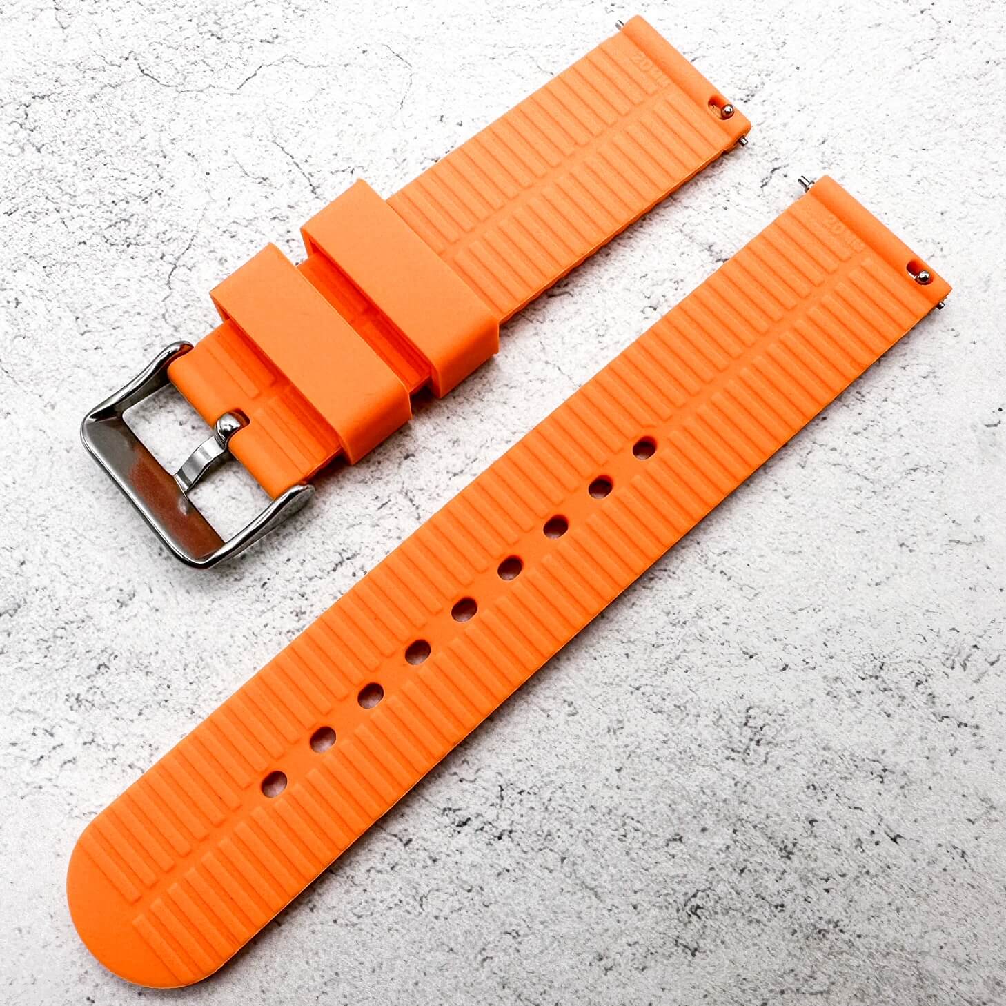 Silicone Tyre Tread Quick Release Watch Strap Orange 18mm 20mm 22mm 4