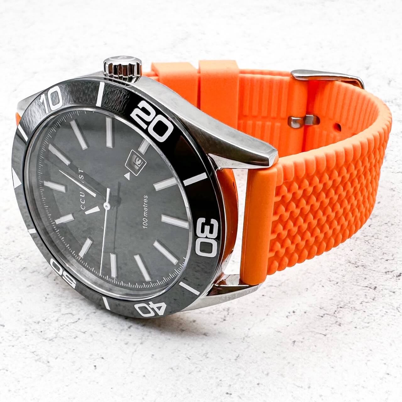 Silicone Tyre Tread Quick Release Watch Strap Orange 18mm 20mm 22mm 5