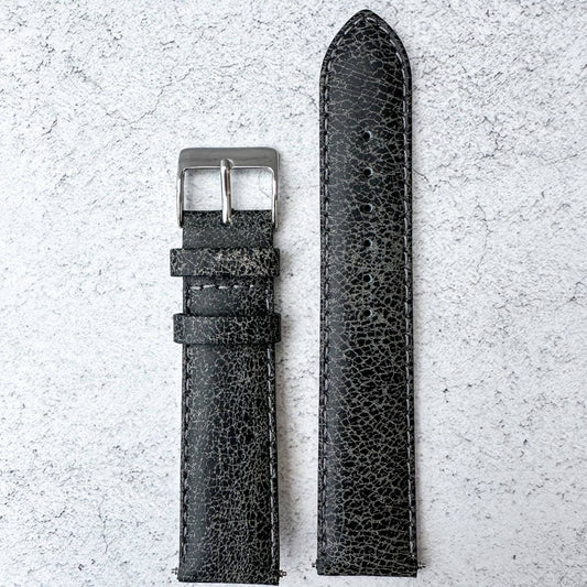 Smooth Grain Vintage Genuine Leather Watch Strap Grey 2