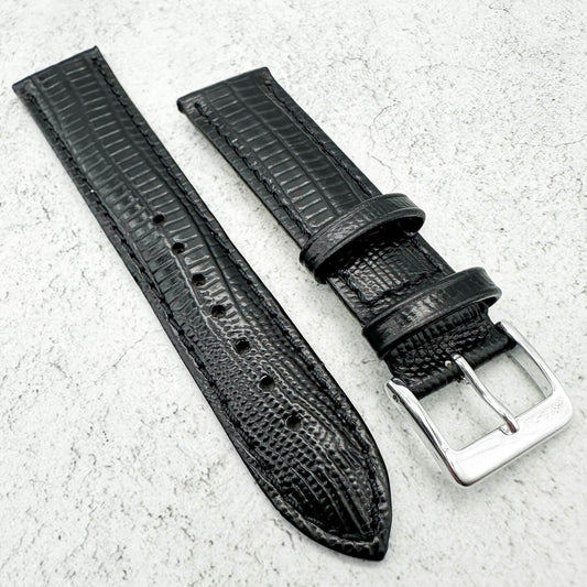 Tejus Lizard Grain Embossed Leather Black 1