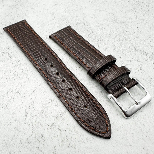 Tejus Lizard Grain Embossed Leather Dark Brown 1