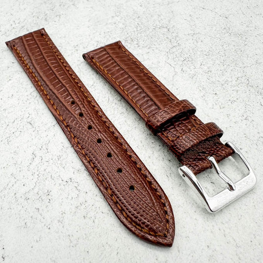 Tejus Lizard Grain Embossed Leather Red Brown 1