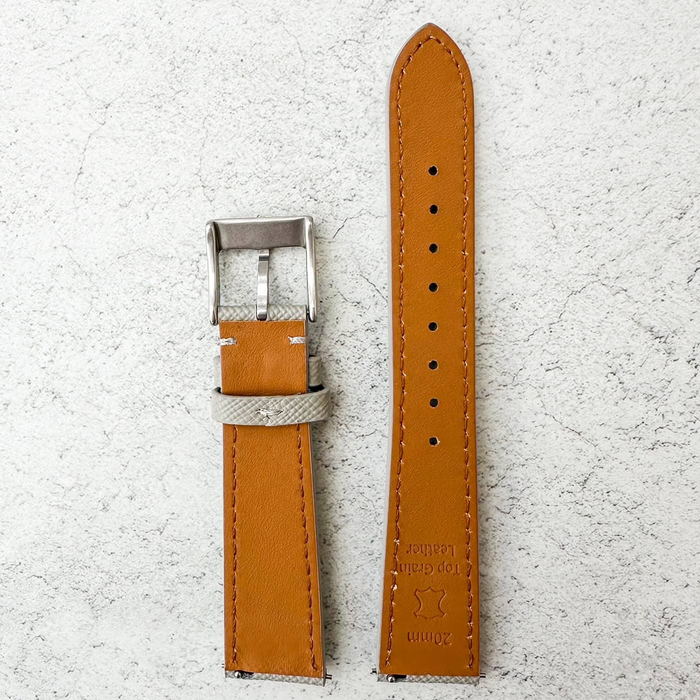 Top Grain Quick Release Genuine Leather Watch Strap Grey 3