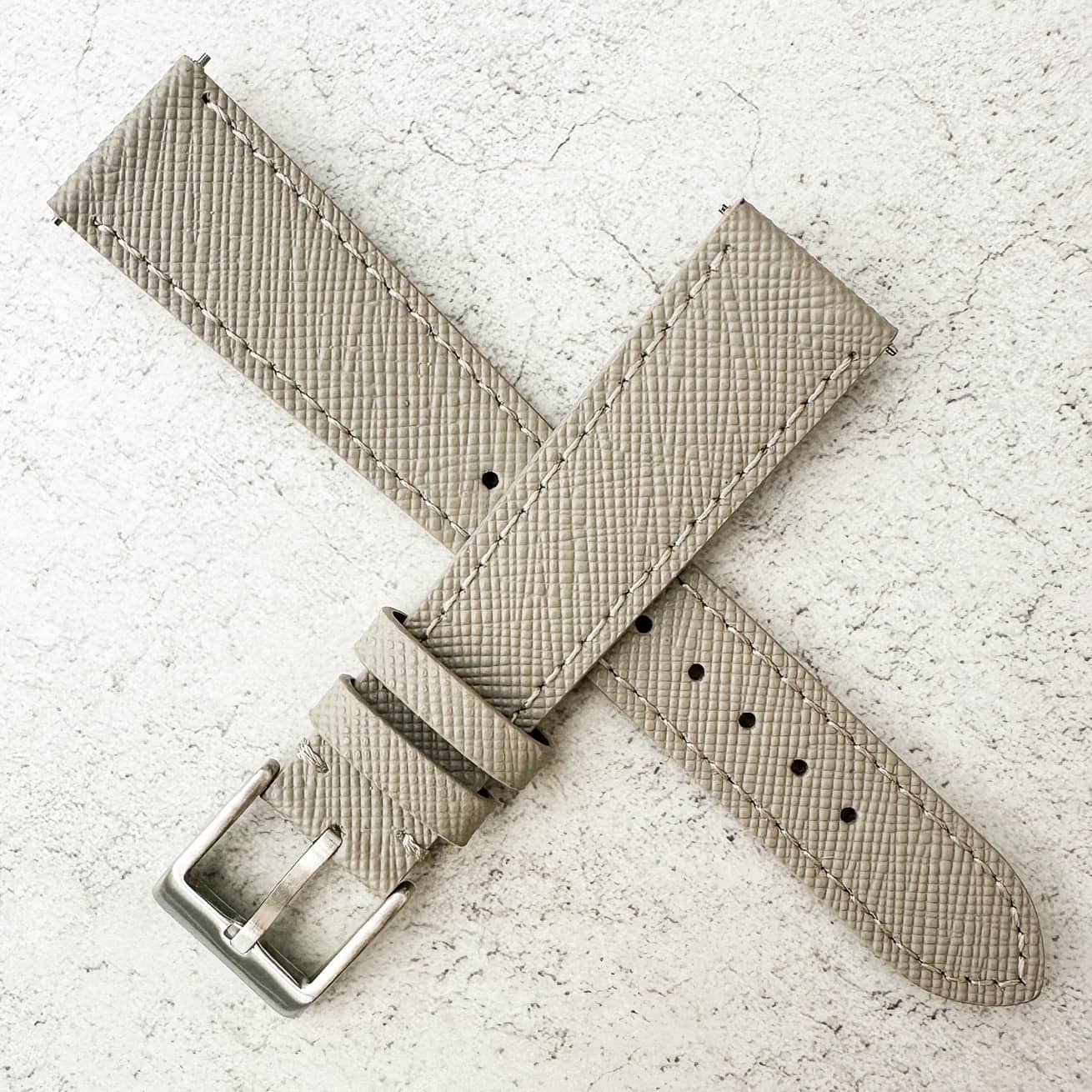 Top Grain Quick Release Genuine Leather Watch Strap Grey 5