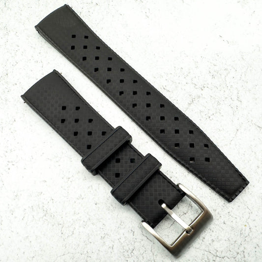 Tropical FKM Rubber Watch Strap Black 20 mm 22 mm 1