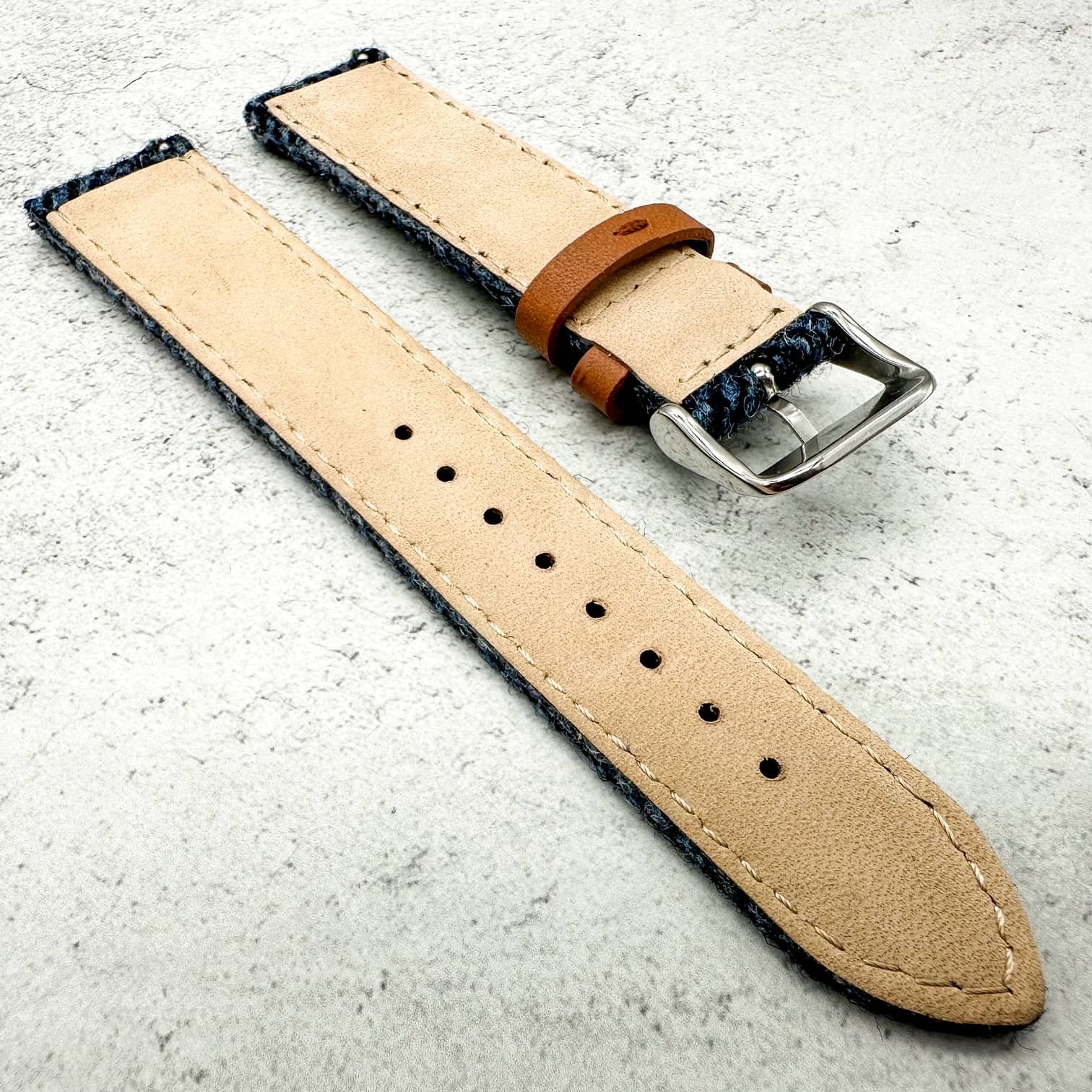 Tweed Herringbone Watch Strap Blue 3