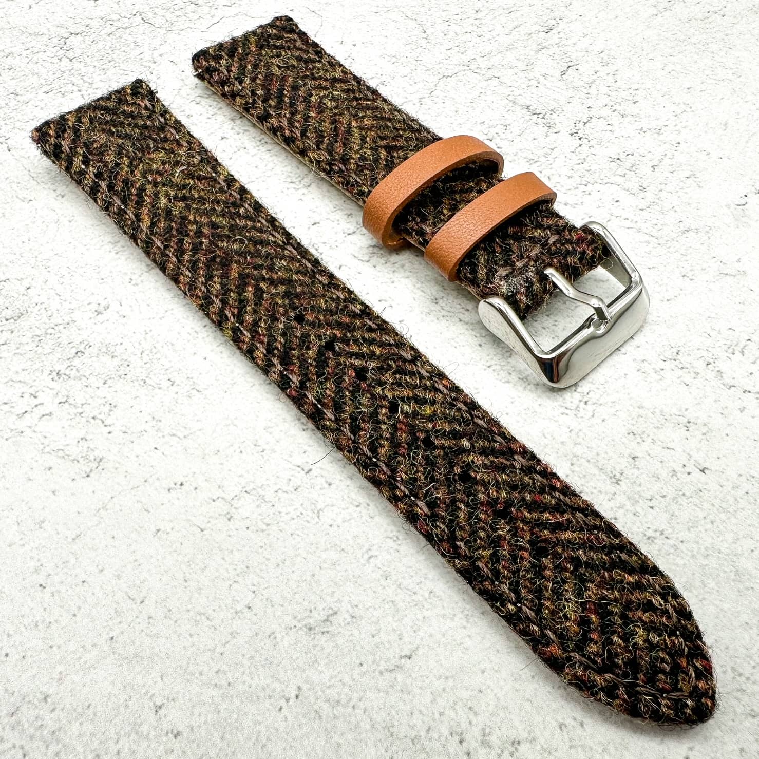 Tweed Herringbone Watch Strap Brown 2