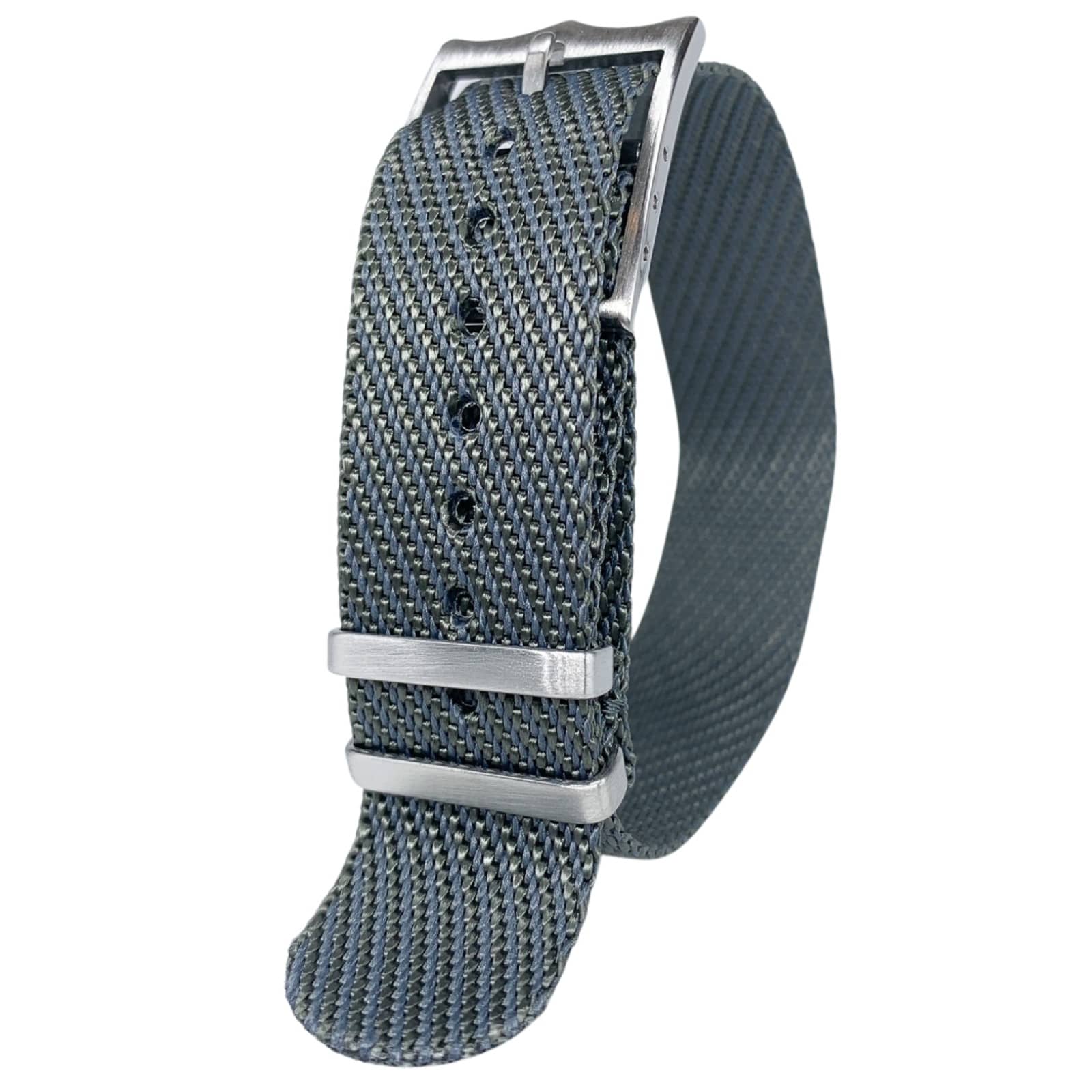 Twill Woven Nylon Single Pass Watch Strap Grey